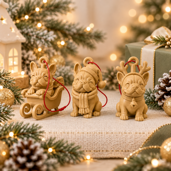Christmas Frenchie Ornaments
