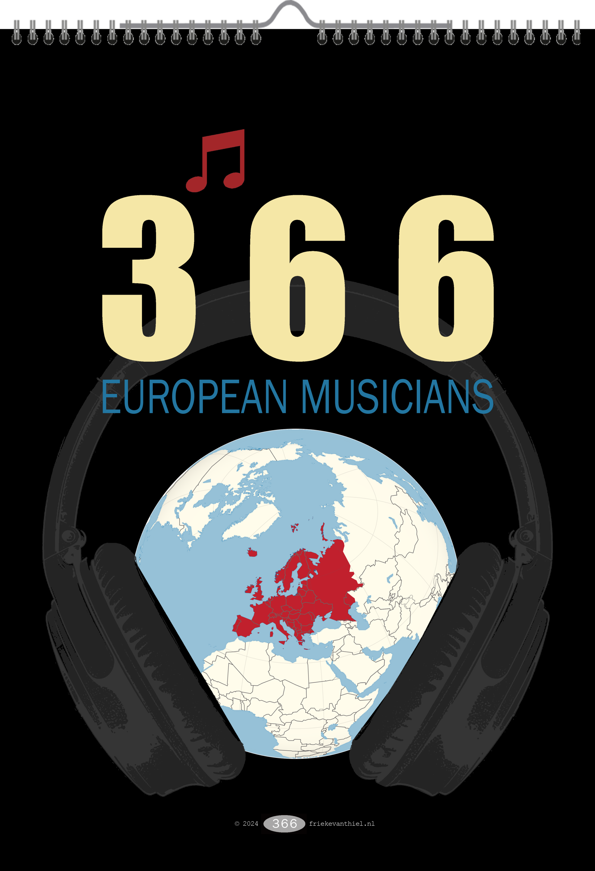 Verjaardagskalender met 366 portretten van Europese muzikanten