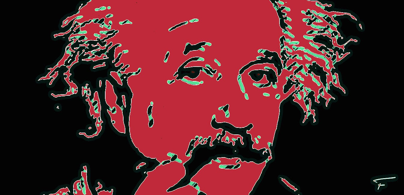 Digitale bewerking  portret Aklvert Einstein door Frieke van Thiel