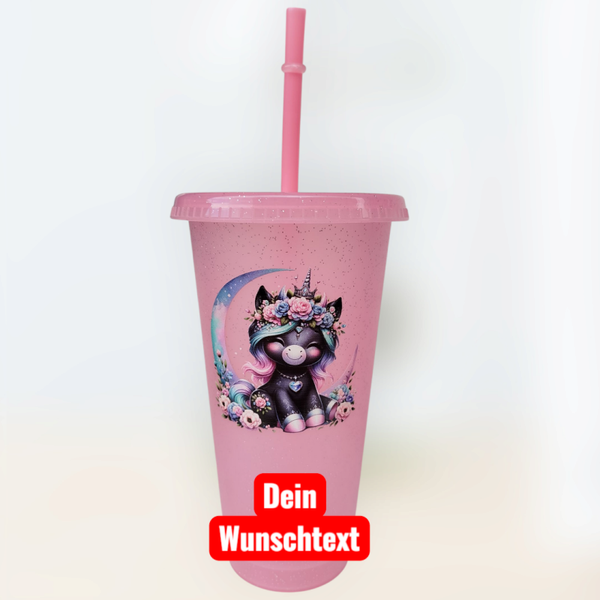 Trinkbecher Rosa Einhorn 1 mit Wunschtext