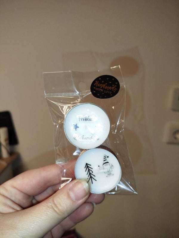 XMAS 2er Teelichter Bronze mit Weihnachtstattoos