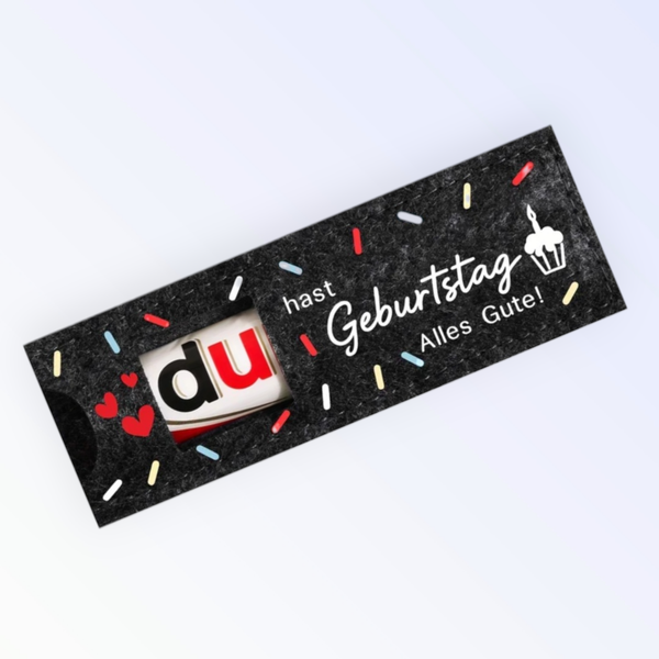 Schokoriegel Filzverpackung Geburtstag