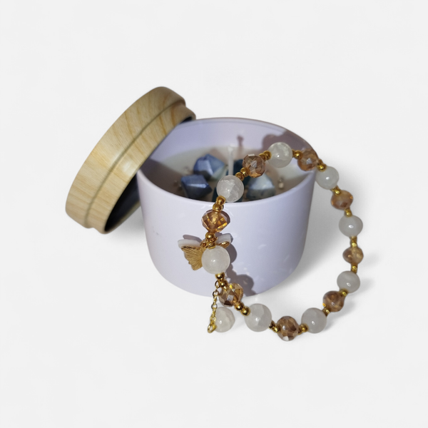 Kerze in Metalldose mit Armband Weiß