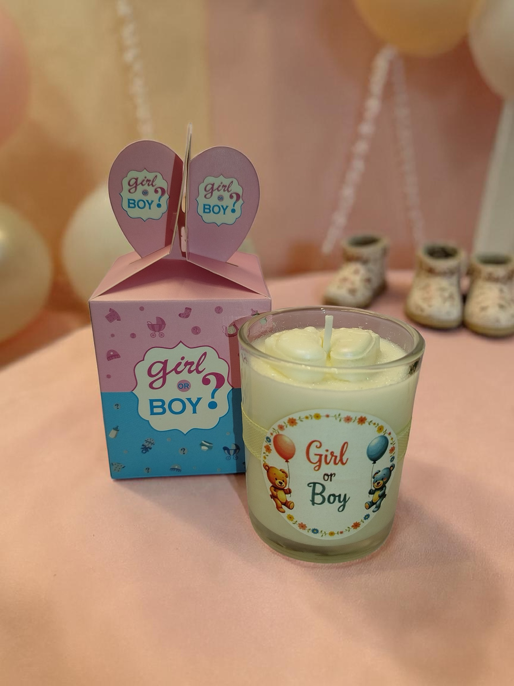 Handmade Gender Reveal Kerze "Boy or Girl"