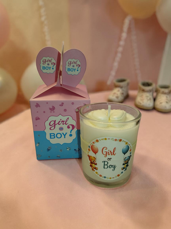 Handmade Gender Reveal Kerze "Boy or Girl"