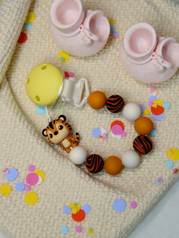 Schnullerkette Tiger mit Wunschname