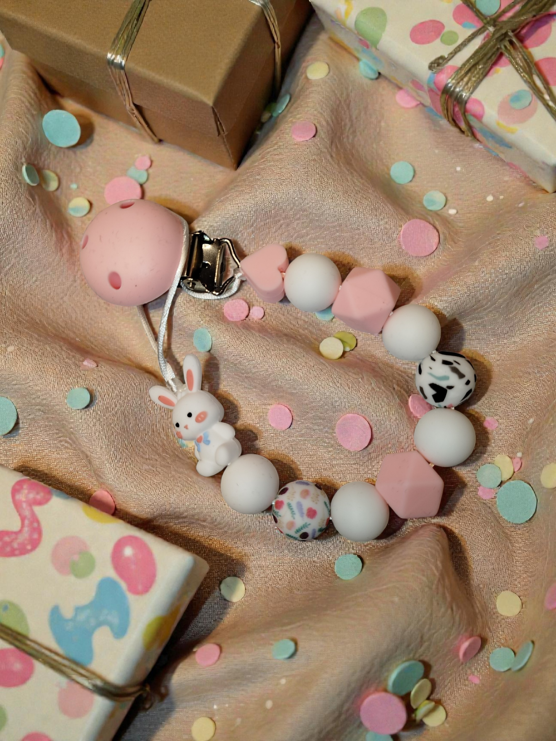 Schnullerkette Hase mit Wunschname