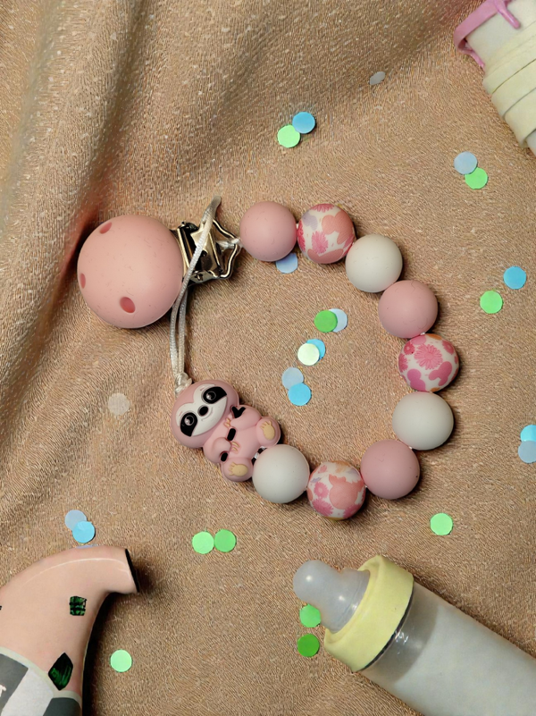 Schnullerkette Faultier mit Wunschname