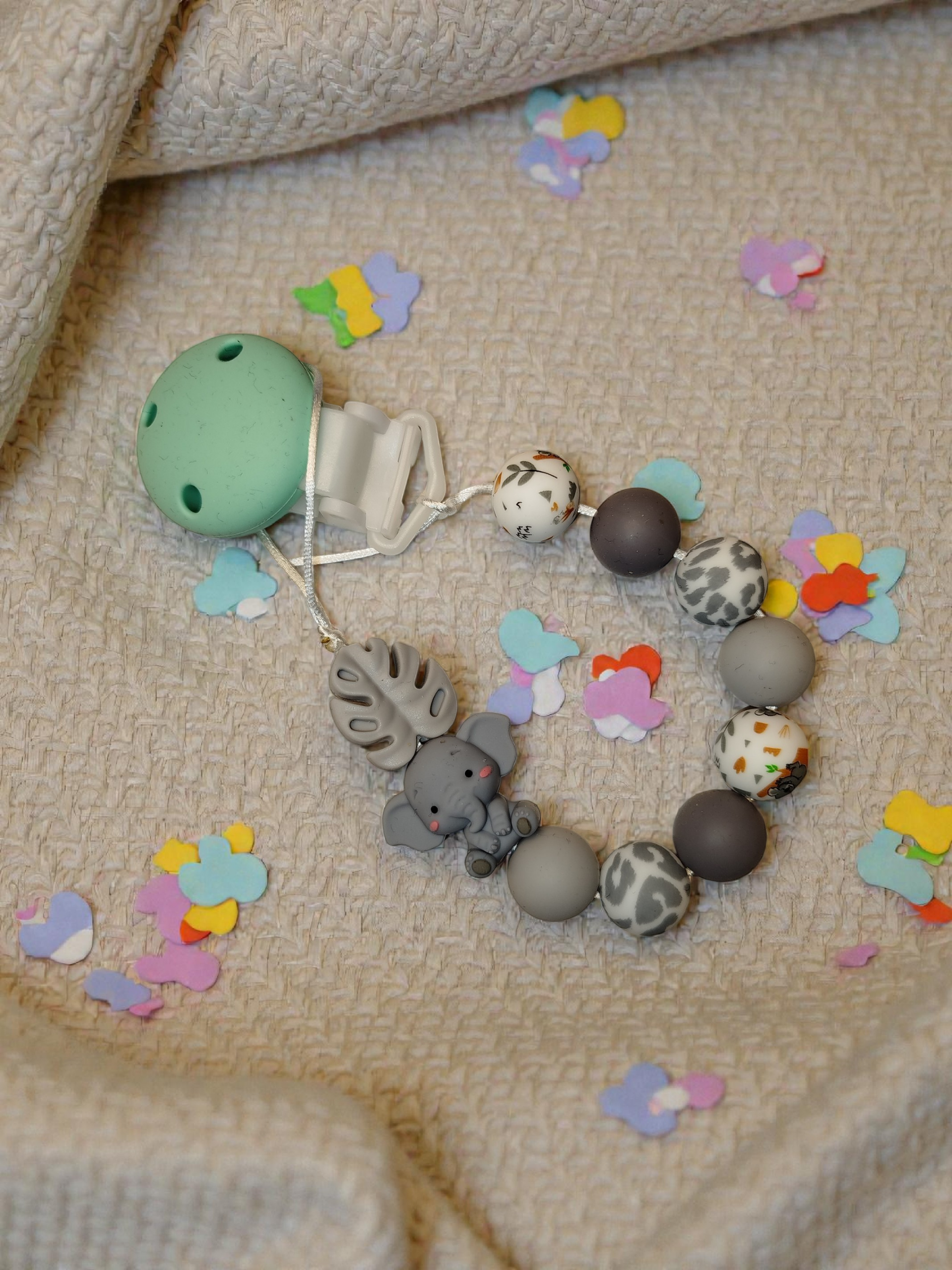 Schnullerkette Elefant mit Wunschname
