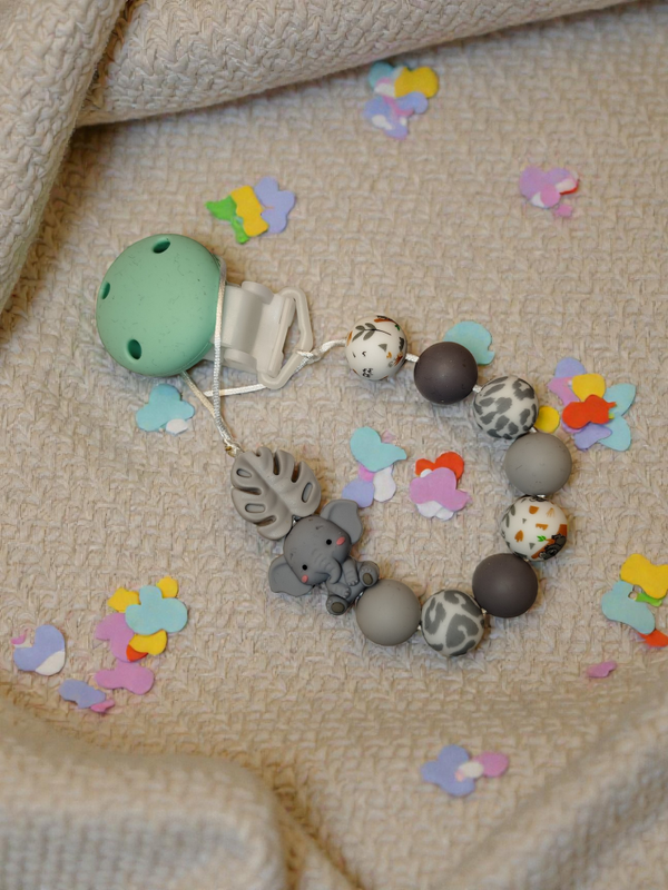 Schnullerkette Elefant mit Wunschname