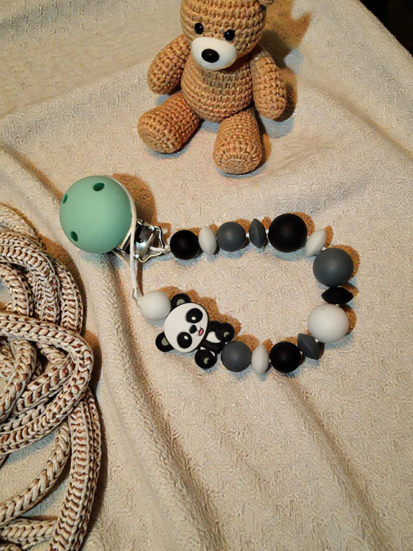 Schnullerkette Panda mit Wunschname