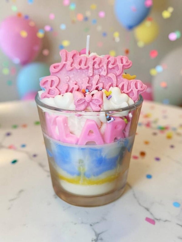 Handmade Kerze *Happy Birthday* mit Name