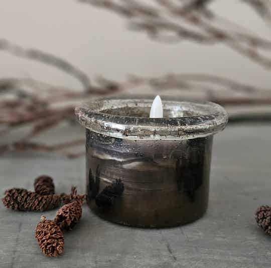 Waxinelichthouder glas | Smoke