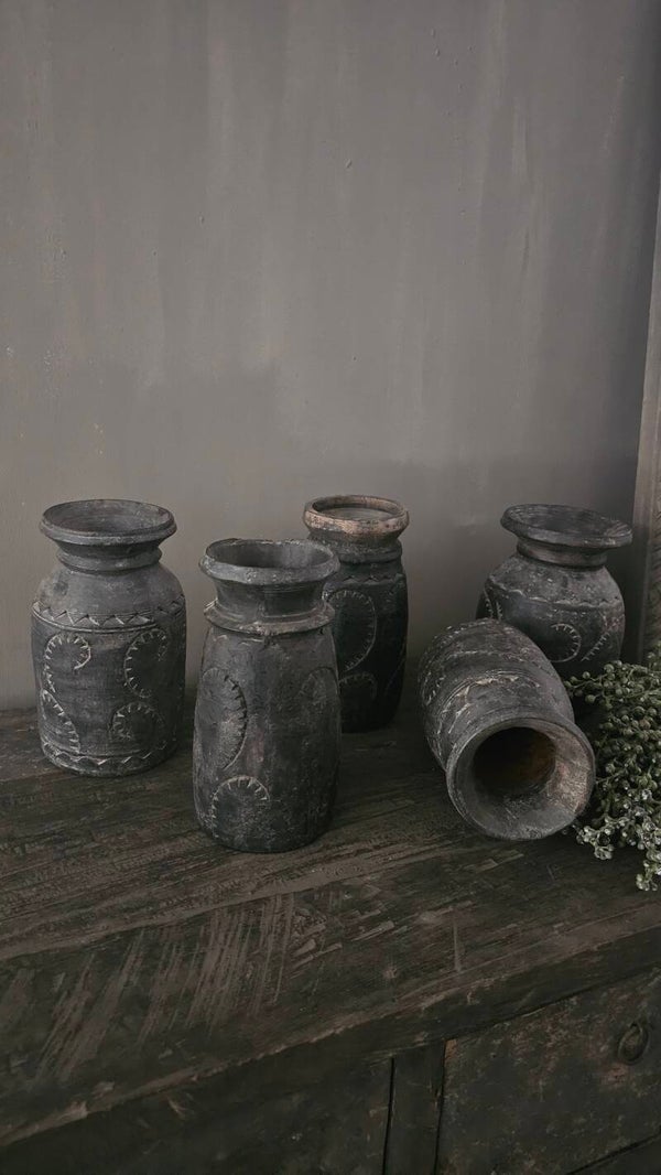 Nepalese Houten Potjes | Zwart