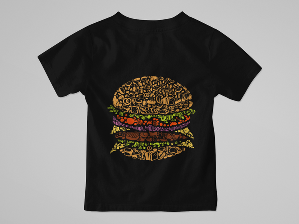 Unisex T-shirt met Kleurrijke Burger Illustratie