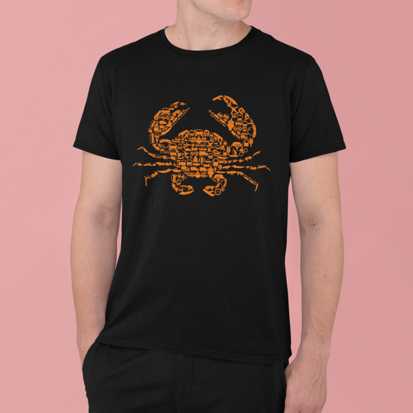Unisex  T-shirt – Creatieve Krab Grafische Print van Iconen