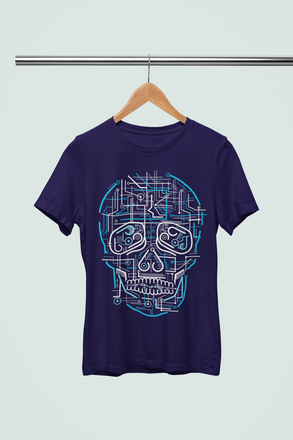 Unisex Cyber Skull T-shirt met Circuit Design