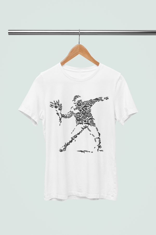 Unisex Sport T-shirt met Bloemen Silhouet