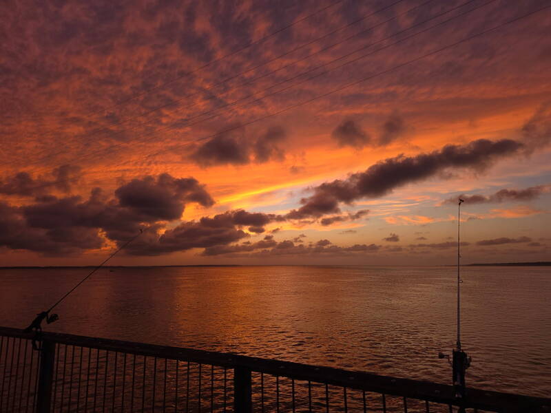 beautiful sunset at james river fishing pier