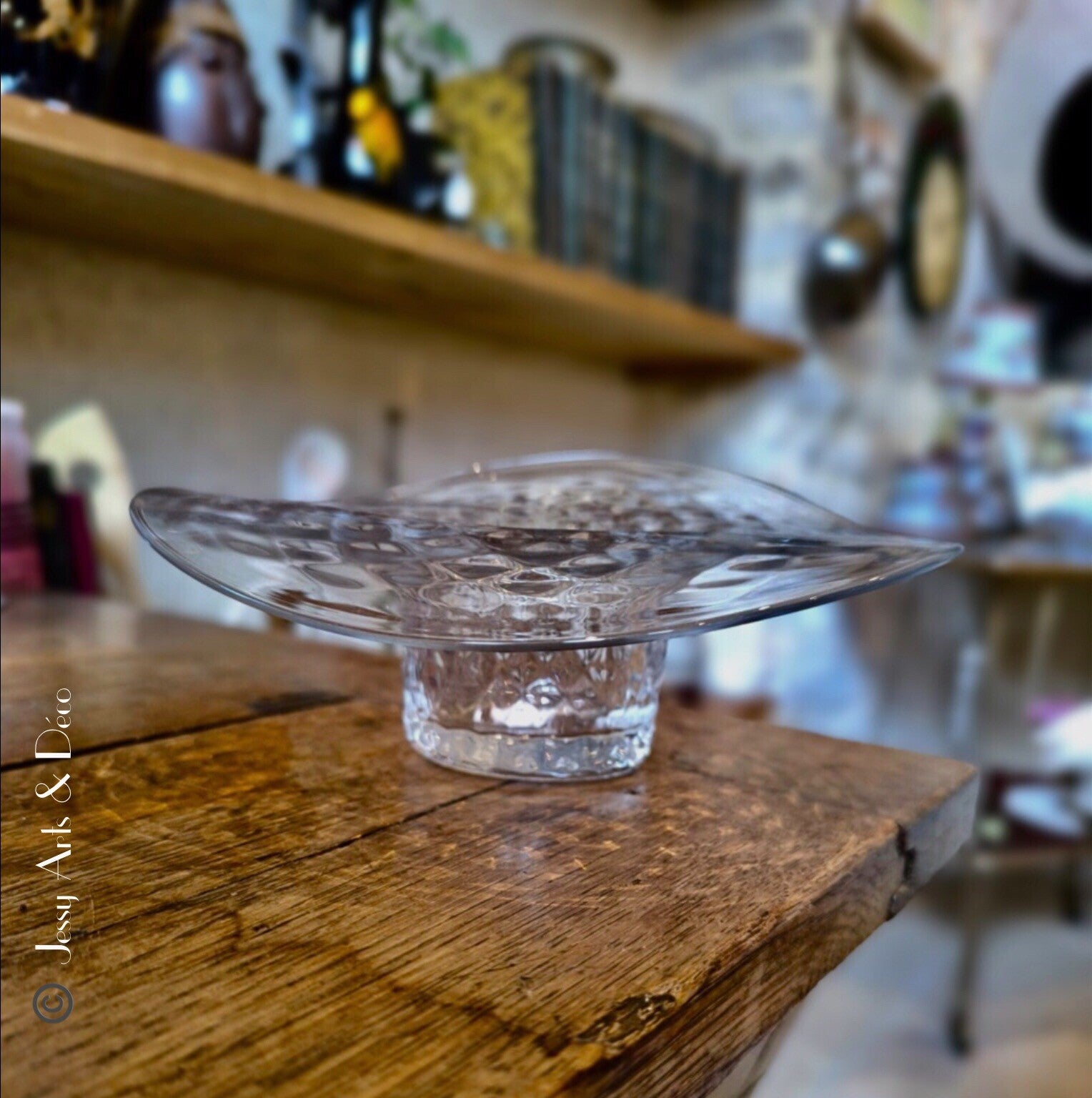 Bougeoir vintage en verre