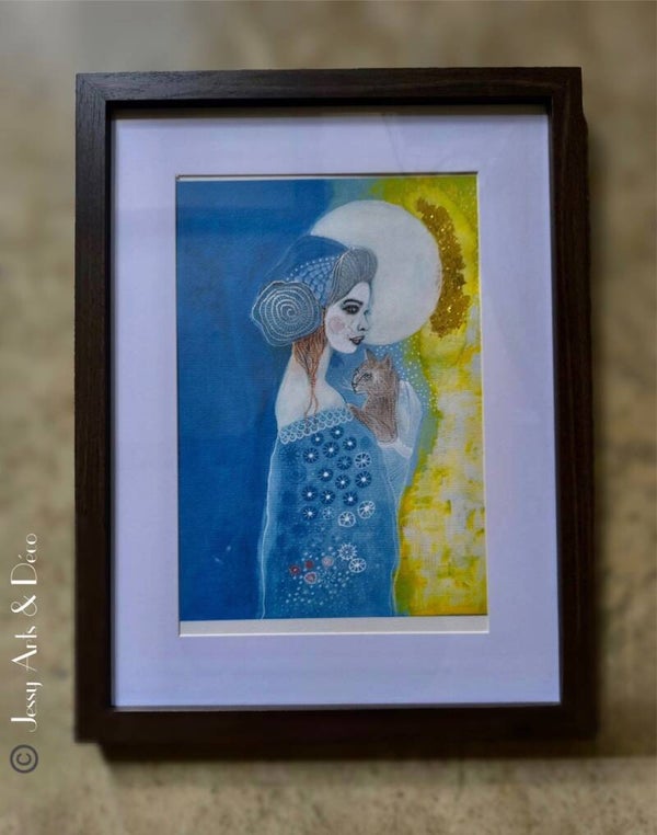 Tableau "Le chat et la lune" 🎨 Marie Gutierrez