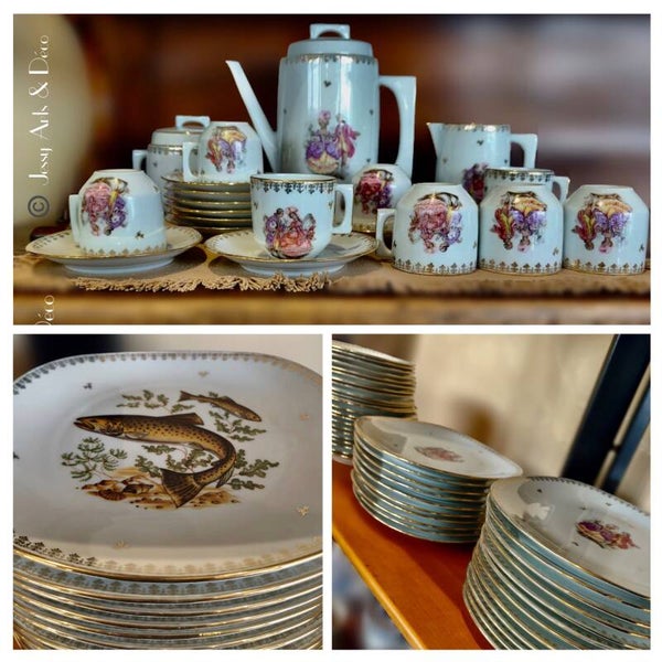 🍽️ Service en porcelaine de Limoges – Décor Trianon – 84 pièces