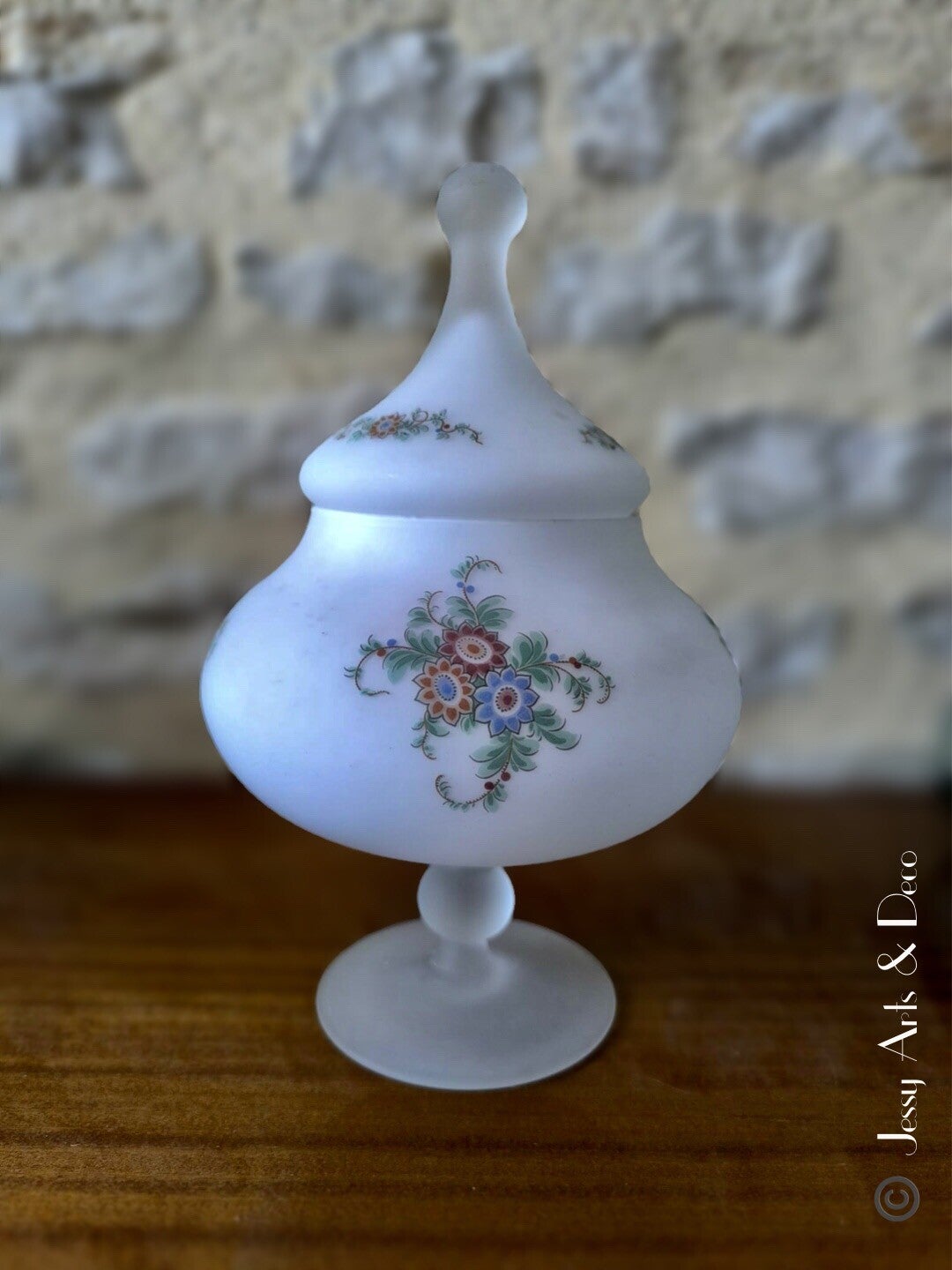 Bonbonnière en verre dépoli
