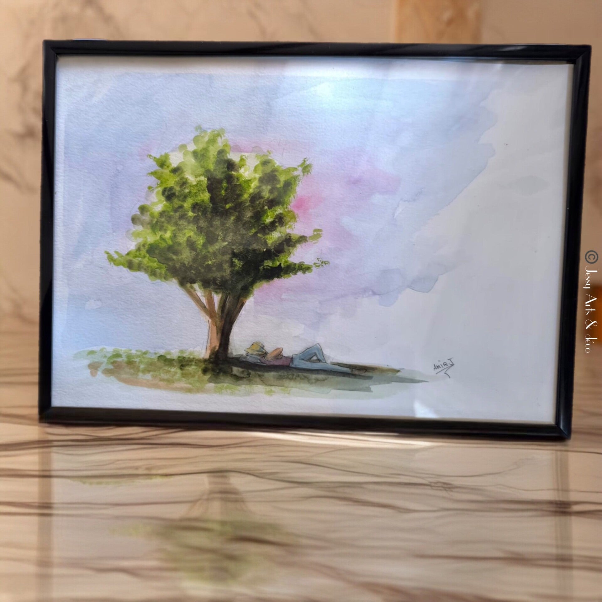 Aquarelle "La sieste"