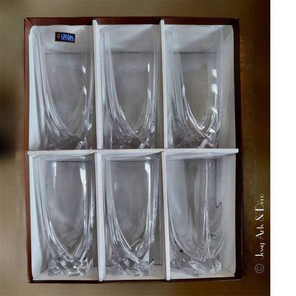 💠 Lot de 6 verres hauts en cristal de Sèvres – Décor torsadé