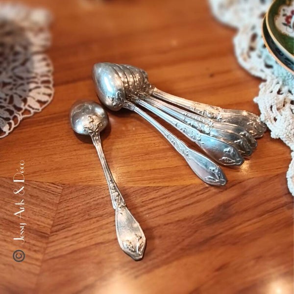 🥄 Lot de 7 petites cuillères Boulenger – Style Art nouveau