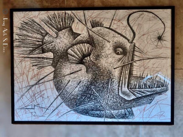 🐡 Dimitri Kulagin – Composition fantastique encadrée – 80 × 65 cm