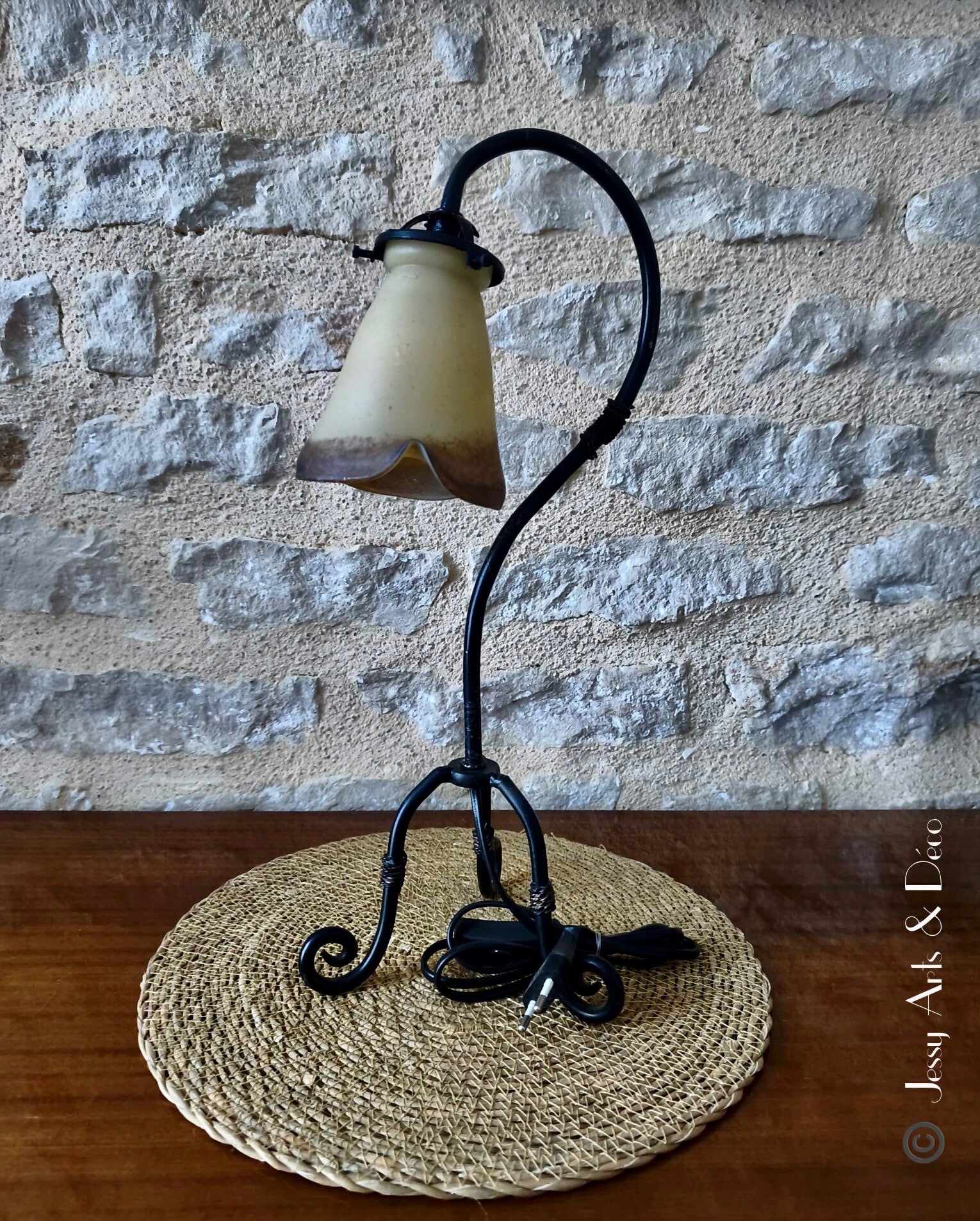 💡 Lampe à poser à tulipe en verre – Esprit Art nouveau