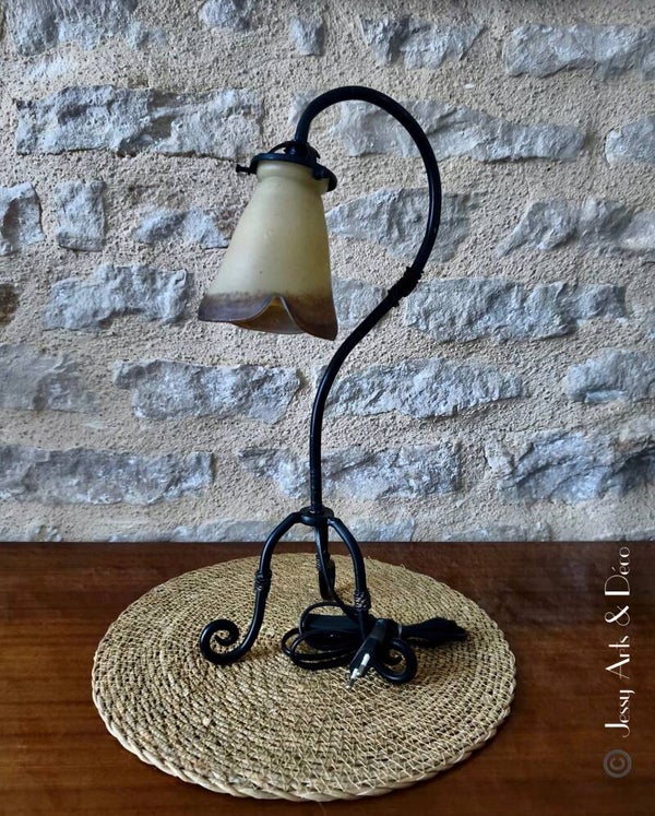 💡 Lampe à poser à tulipe en verre – Esprit Art nouveau