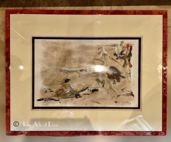 🖼️ Tableau Abstrait Original - Encre et Lavis de R. Martinez - Grand Format 60x75 cm