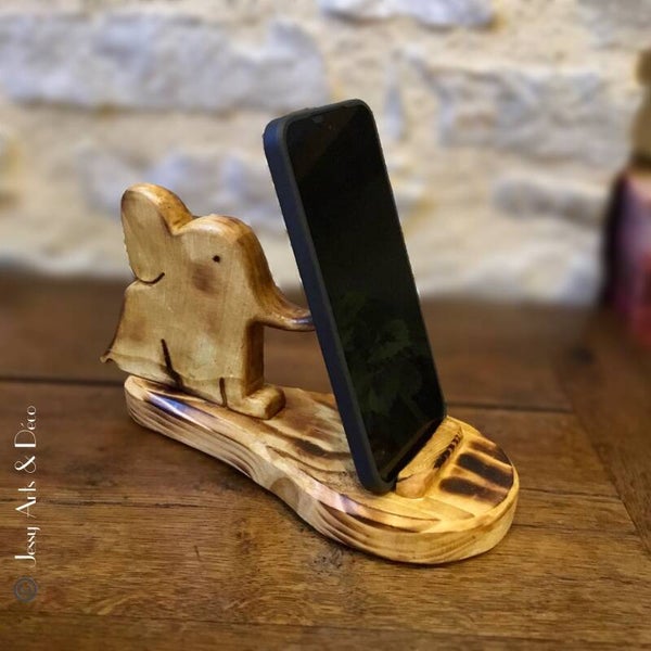 Support téléphone en bois  - ÉLÉPHANT