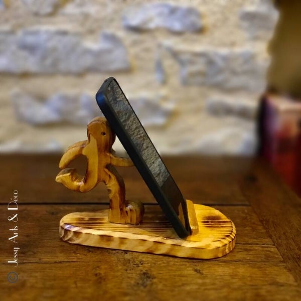 Support téléphone en bois  - FOOTBALLEUR