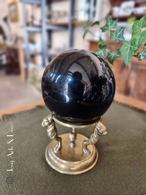 Boule de cristal en obsidienne noire