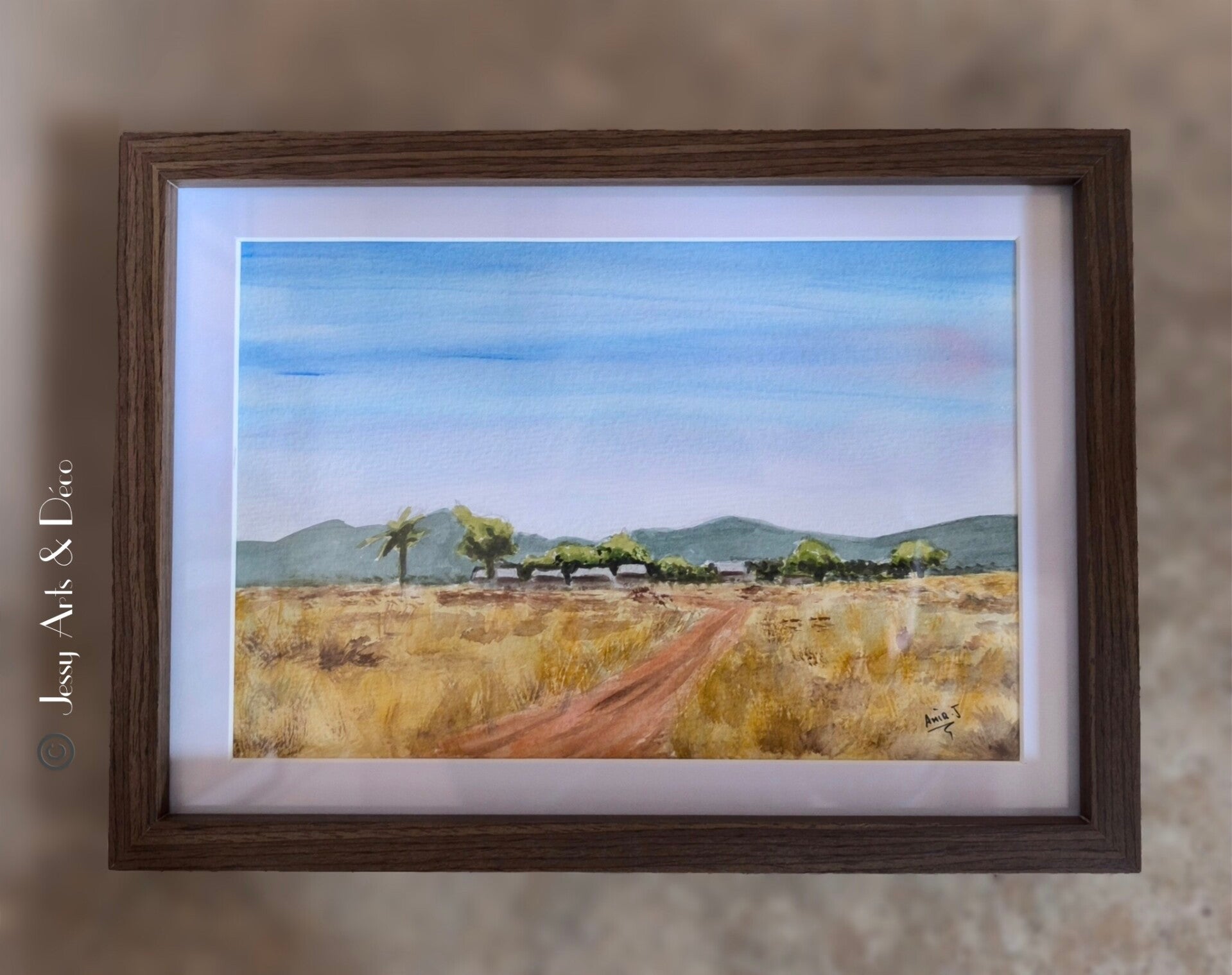 Aquarelle "Village dans la brousse"