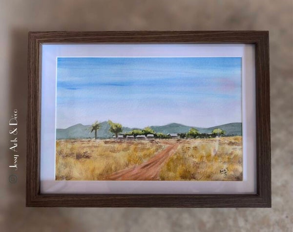 Aquarelle "Village dans la brousse"