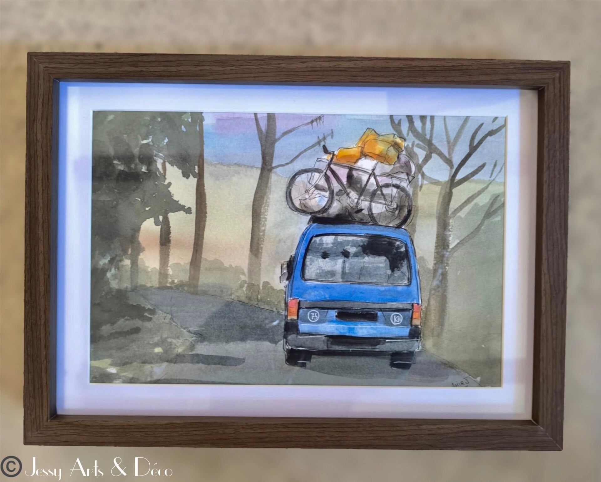 Aquarelle "Minibus taxi-brousse"