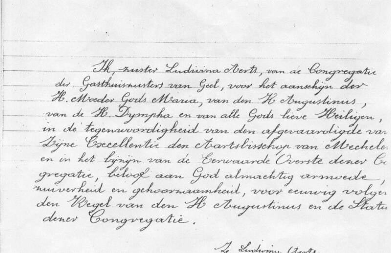 Zuster Ludwina, geloften