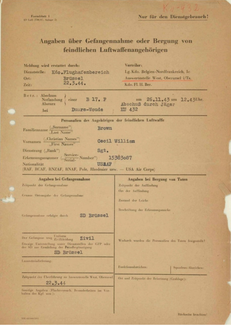 Rapport Duitsers ivm Cecil Brown