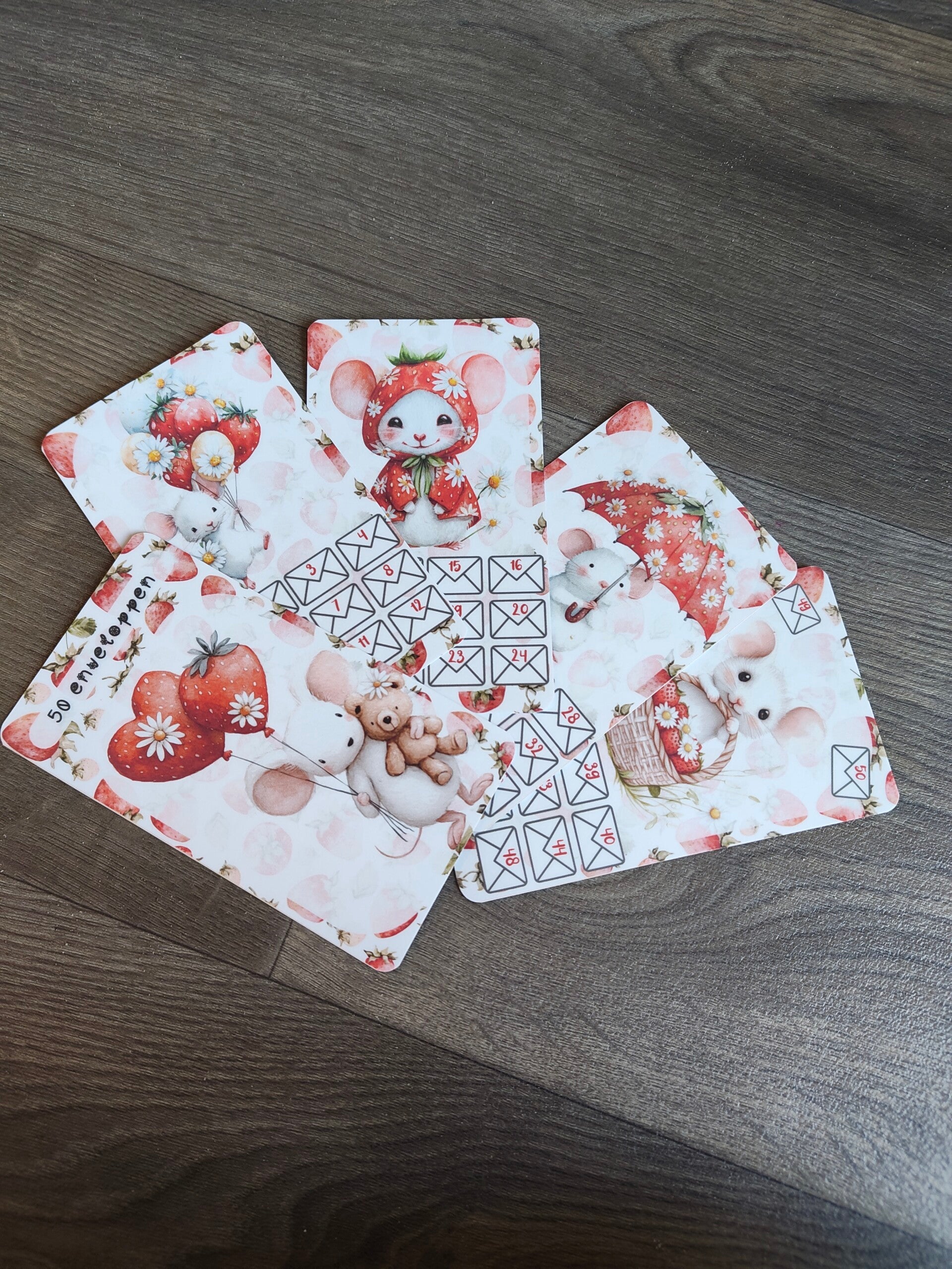 Aardbeien 50 enveloppen a6