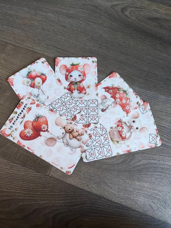 Aardbeien 50 enveloppen a6