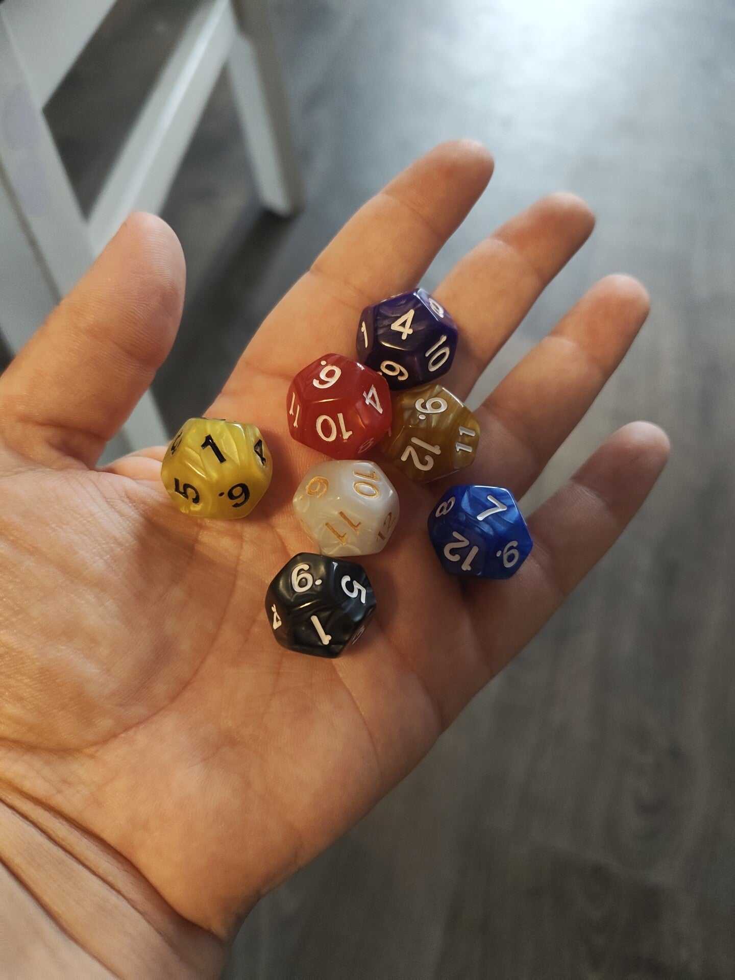 D12 dobbelstenen gemêleerd