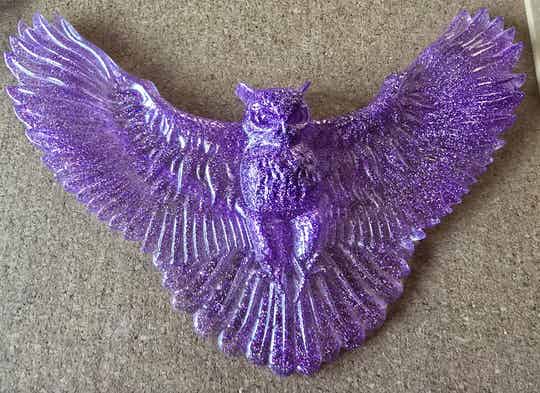 Owl in Flight in light purple