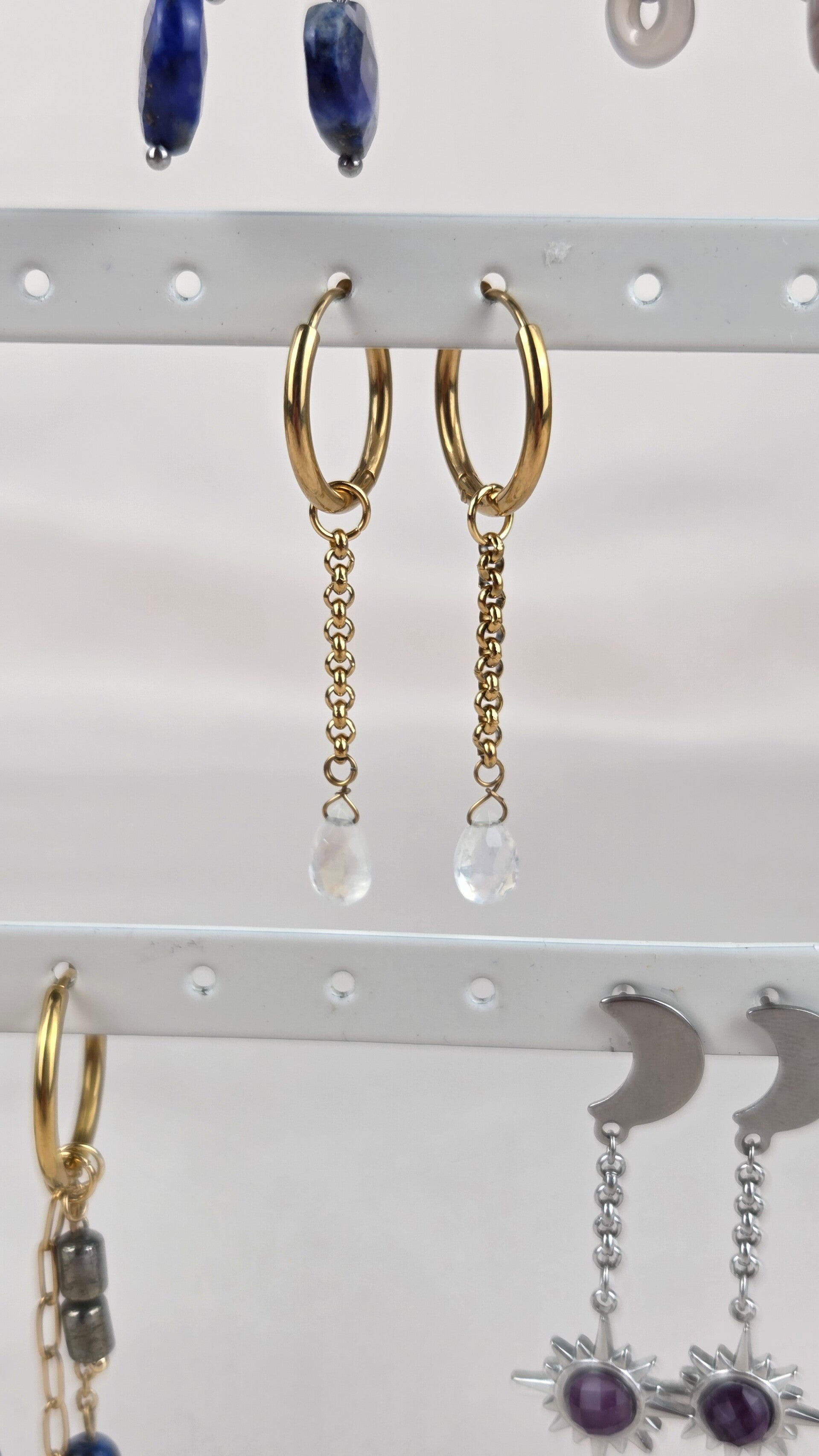 Dangling moonstone teardrop