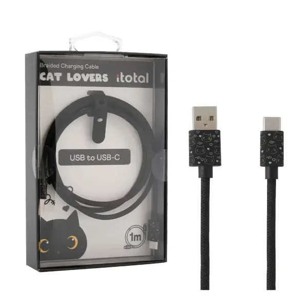 CABLE USB - USB-C BLACK CAT GATO