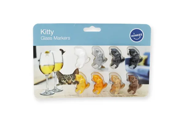 MARCADORES DE COPAS CON DISEÑO DE GATO | KITTY GLASS MARKERS