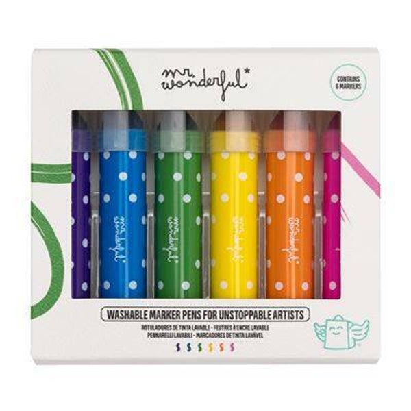 SET DE 6 ROTULADOERES DE TINTA LAVABLE 13.8x12x2.8CM